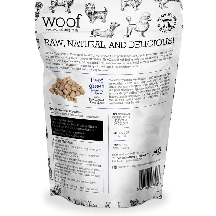 Woof Beef Green Tripe Treats 1.4oz