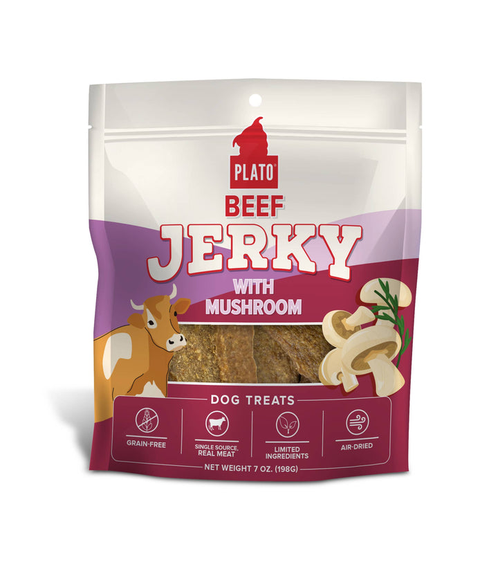 Pet Palette Distribution - Plato Beef Jerky with Mushroom Dog Treats 7oz