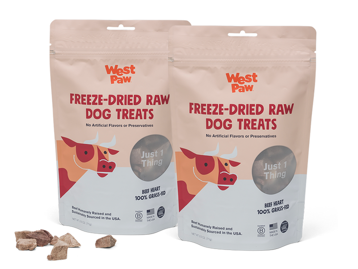 West Paw - Freeze-Dried Beef Heart Single-Ingredient Dog Treats: 2.5 Ounce