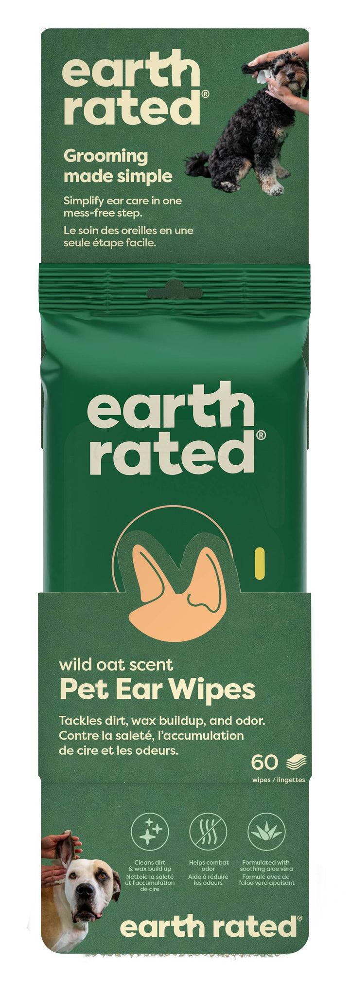 Pet Palette Distribution - Earth Rated Dog Ear Cleansing Wipes 60ct Case of 6