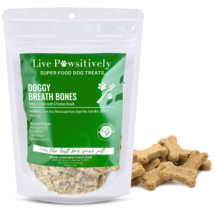 Live Pawsitive - Doggy Breath Bones, Dog treats for better Breath