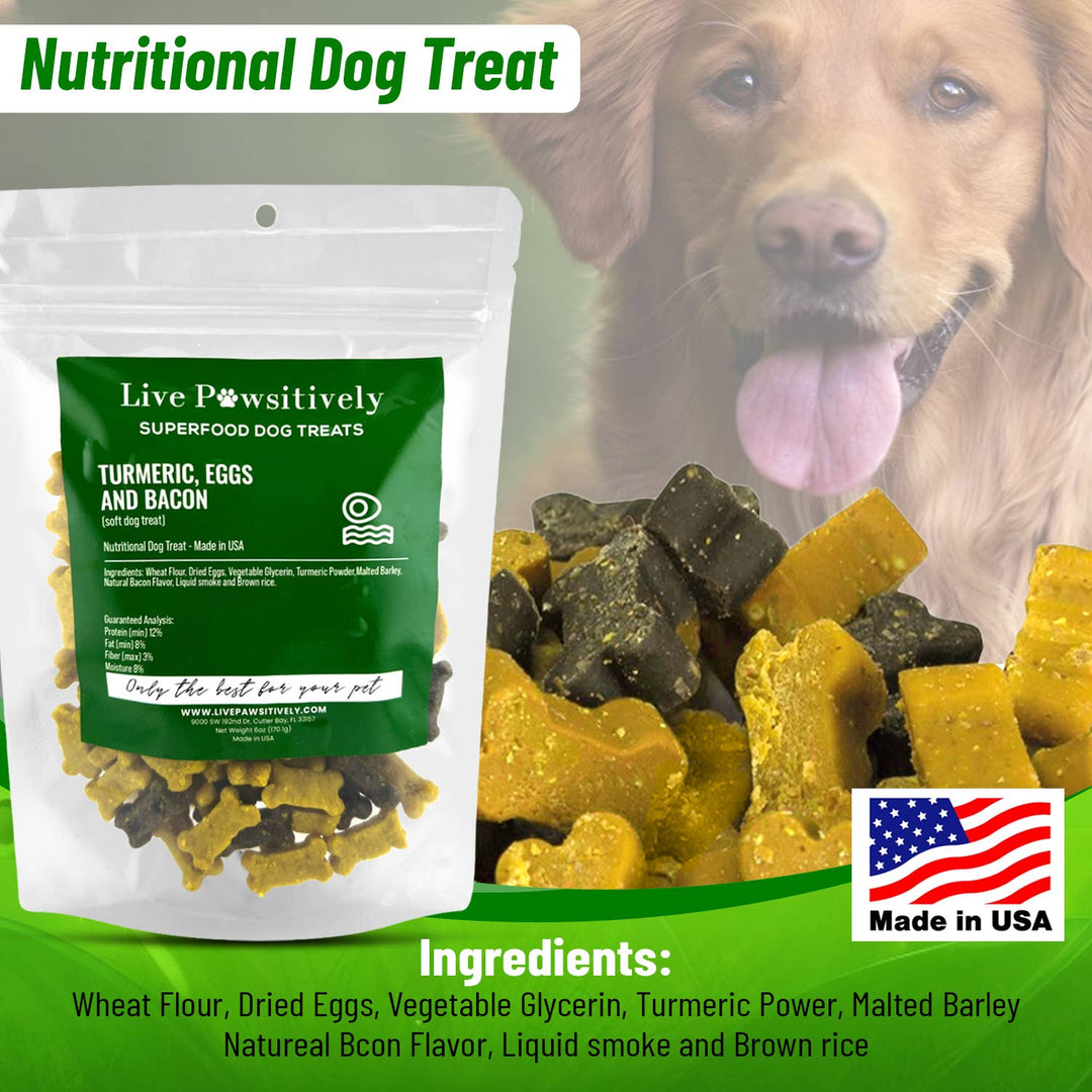 Live Pawsitive - Turmeric, Eggs and Bacon (soft dog treat)