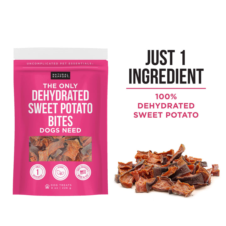 Natural Rapport - The Only Dehydrated Sweet Potato Bites Dogs Need: 8 oz