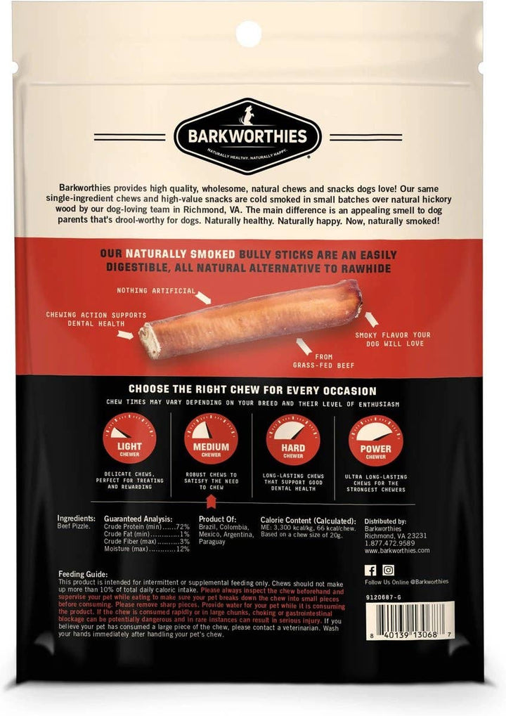 Pet Palette Distribution - Barkworthies Smoked Bully 6" Thick 3pk