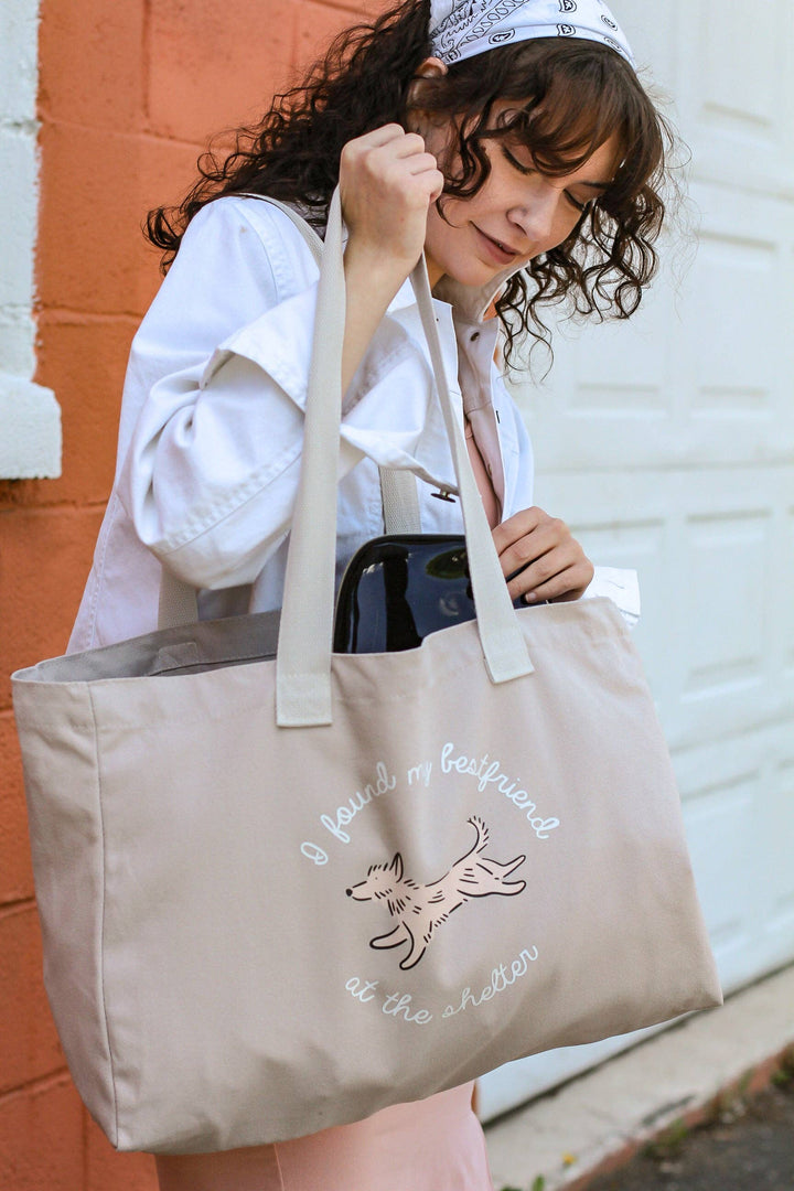 Bop Pop Pets - OVERSIZE Canvas Tote Bag | Mocha