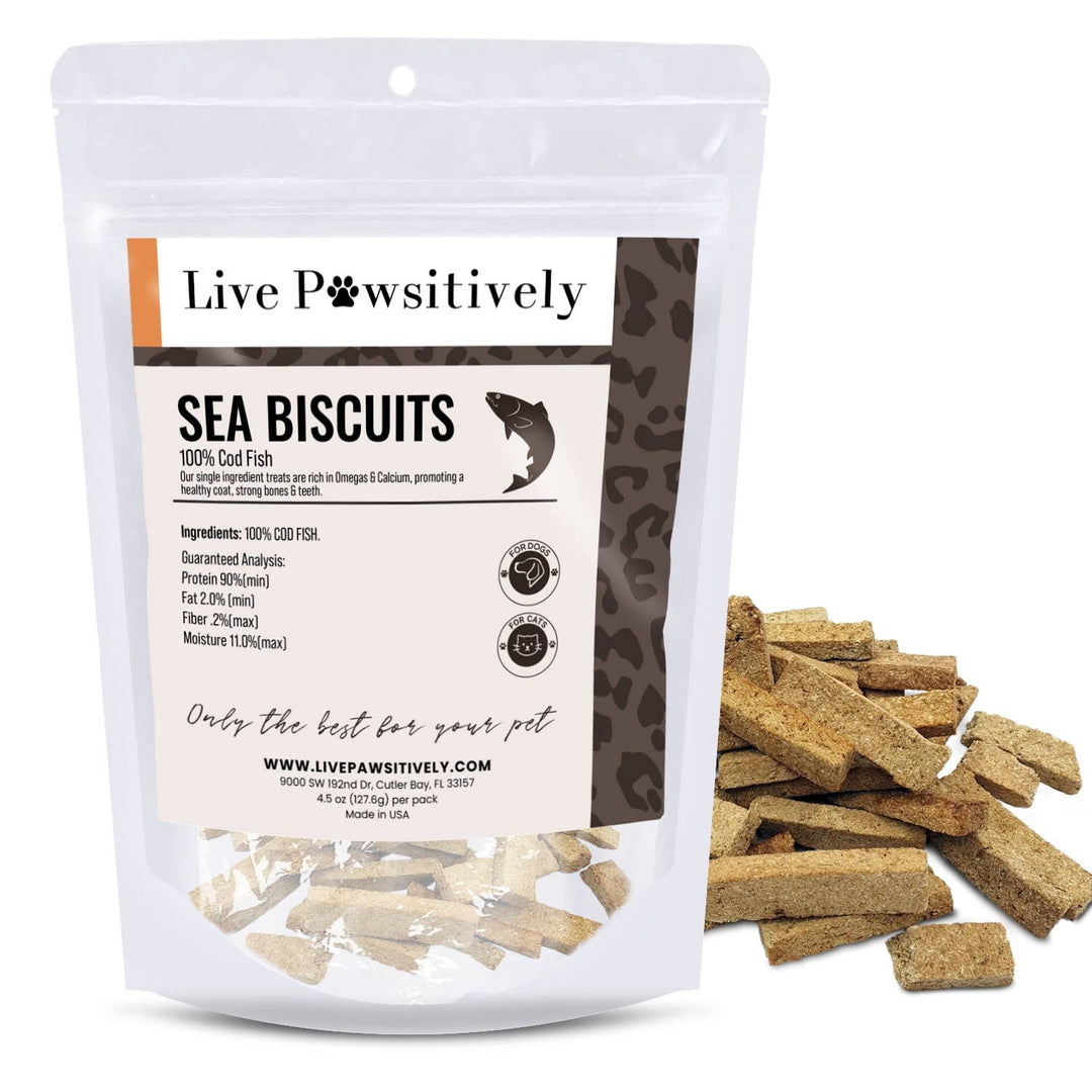 Live Pawsitive - Sea Biscuits, 100% Cod Fish Treat for Dogs, 4.5 oz