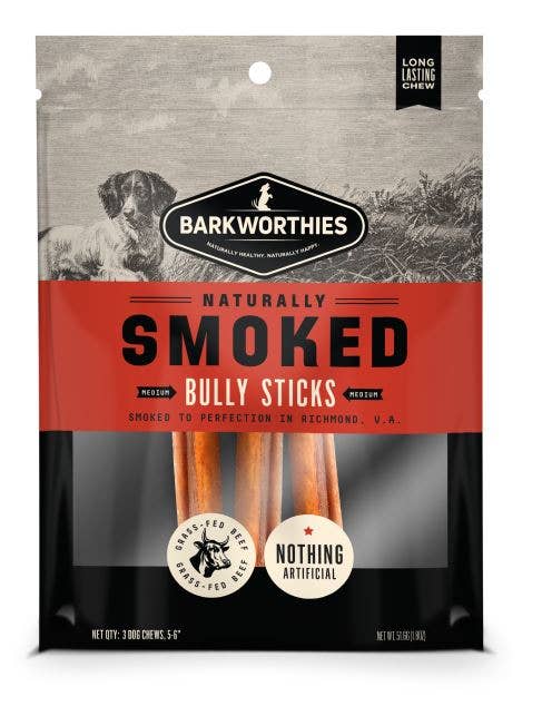 Pet Palette Distribution - Barkworthies 6" Smoked Bully Standard 3pk