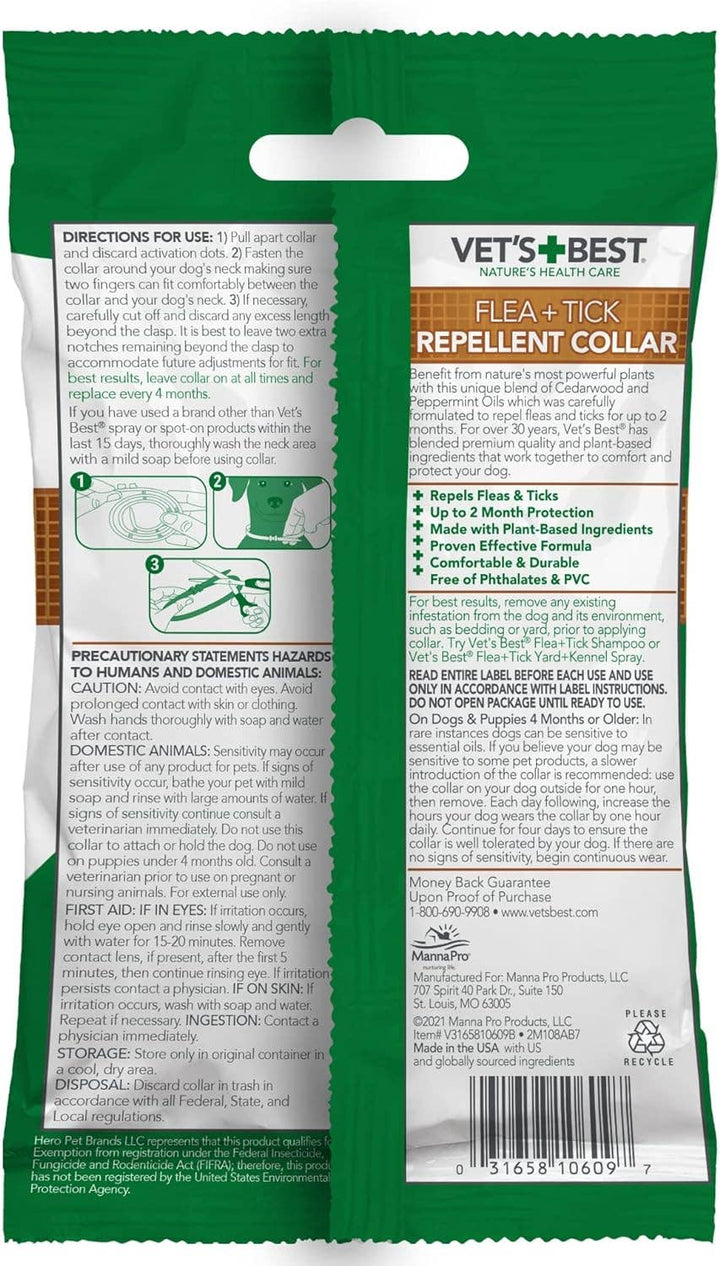 Klearwater Distribution - Vet's Best Flea and Tick Repellent Collar for Dogs - 4 month