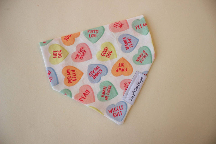 Dapple Dog Designs - Conversation Hearts Bandana - Valentine's Day Dog Bandana