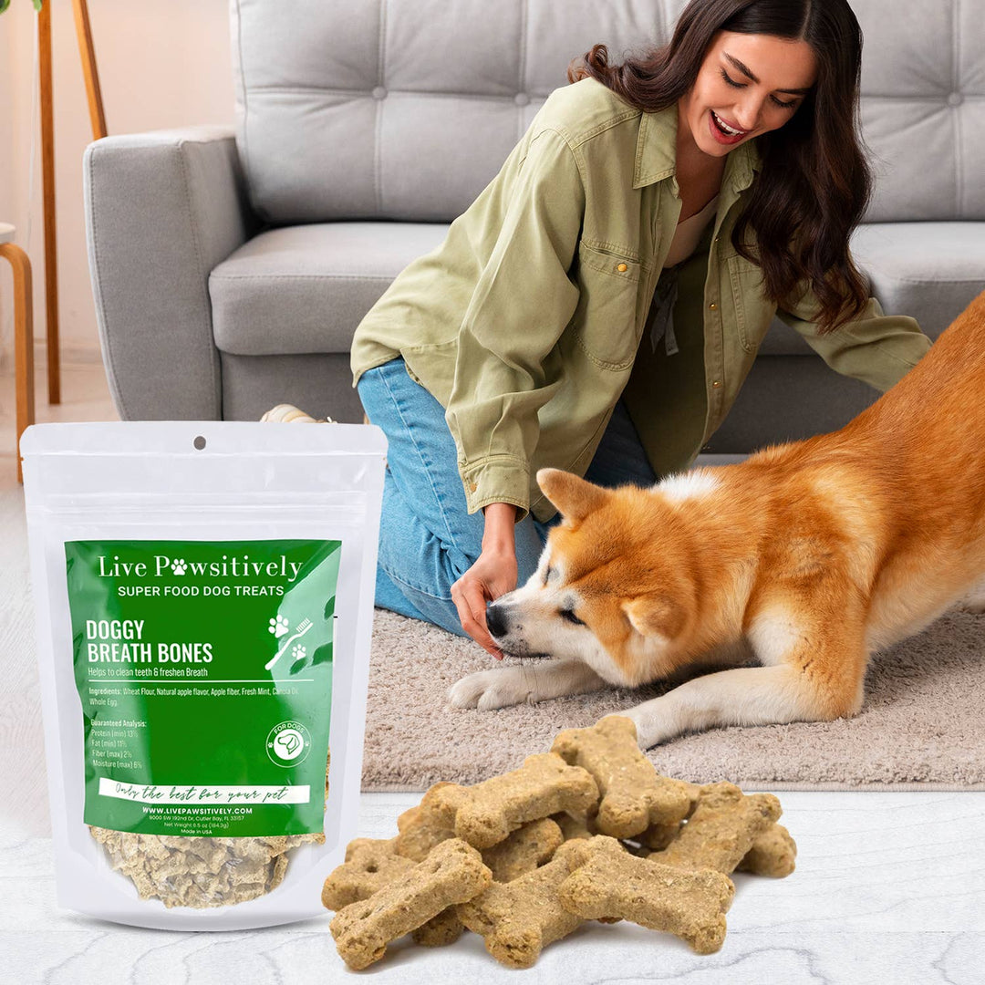 Live Pawsitive - Doggy Breath Bones, Dog treats for better Breath