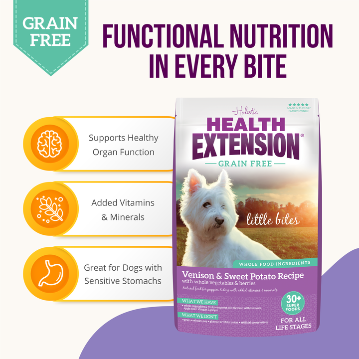 Health Extension Pet Care - Grain Free Venison & Sweet Potato Little Bites Recipe: 3.5lb