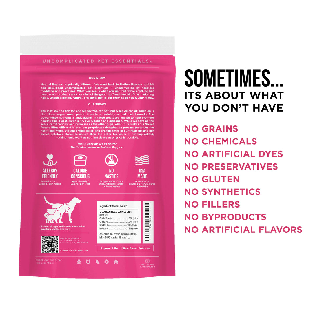 Natural Rapport - The Only Dehydrated Sweet Potato Bites Dogs Need: 8 oz