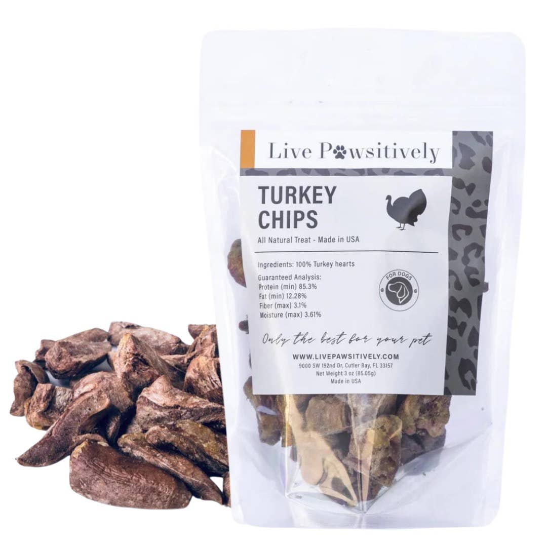 Live Pawsitive - Freeze Dried Turkey Hearts, treat for dogs & Cats, 3OZ