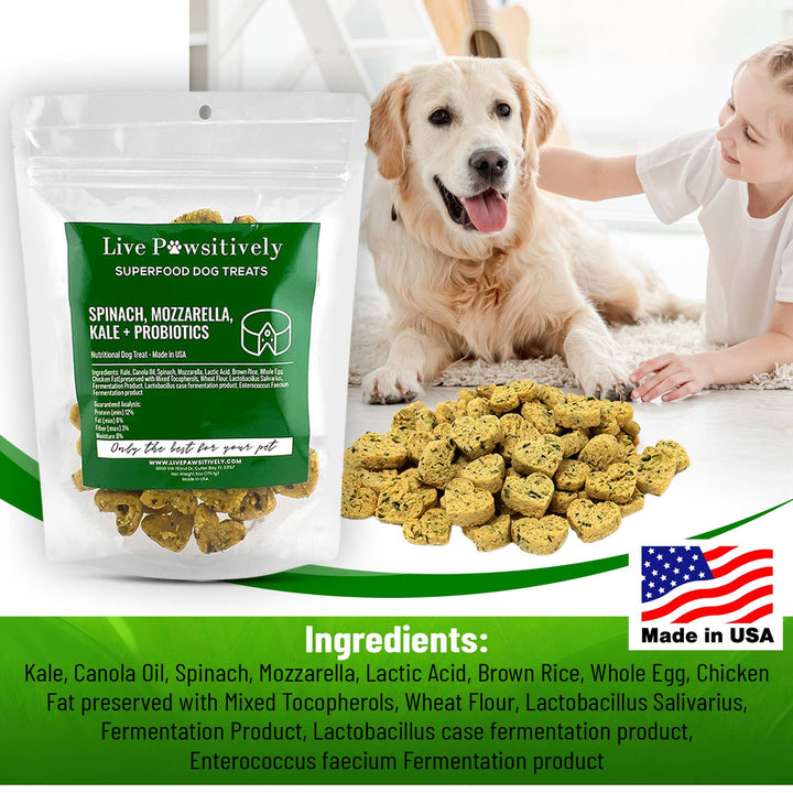 Live Pawsitive - Spinach, Mozzarella, Kale & Probiotics (soft dog treat)