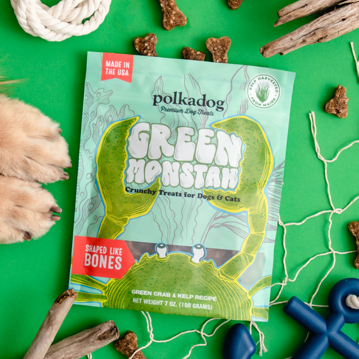 Pet Palette Distribution - Polkadog Green Monstah Bone Shaped Crunchy Dog & Cat Treats