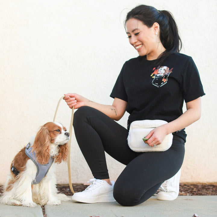 Cavology - FANNY PACK BELT BAG DOG WALKING BAG WHITE SHERPA