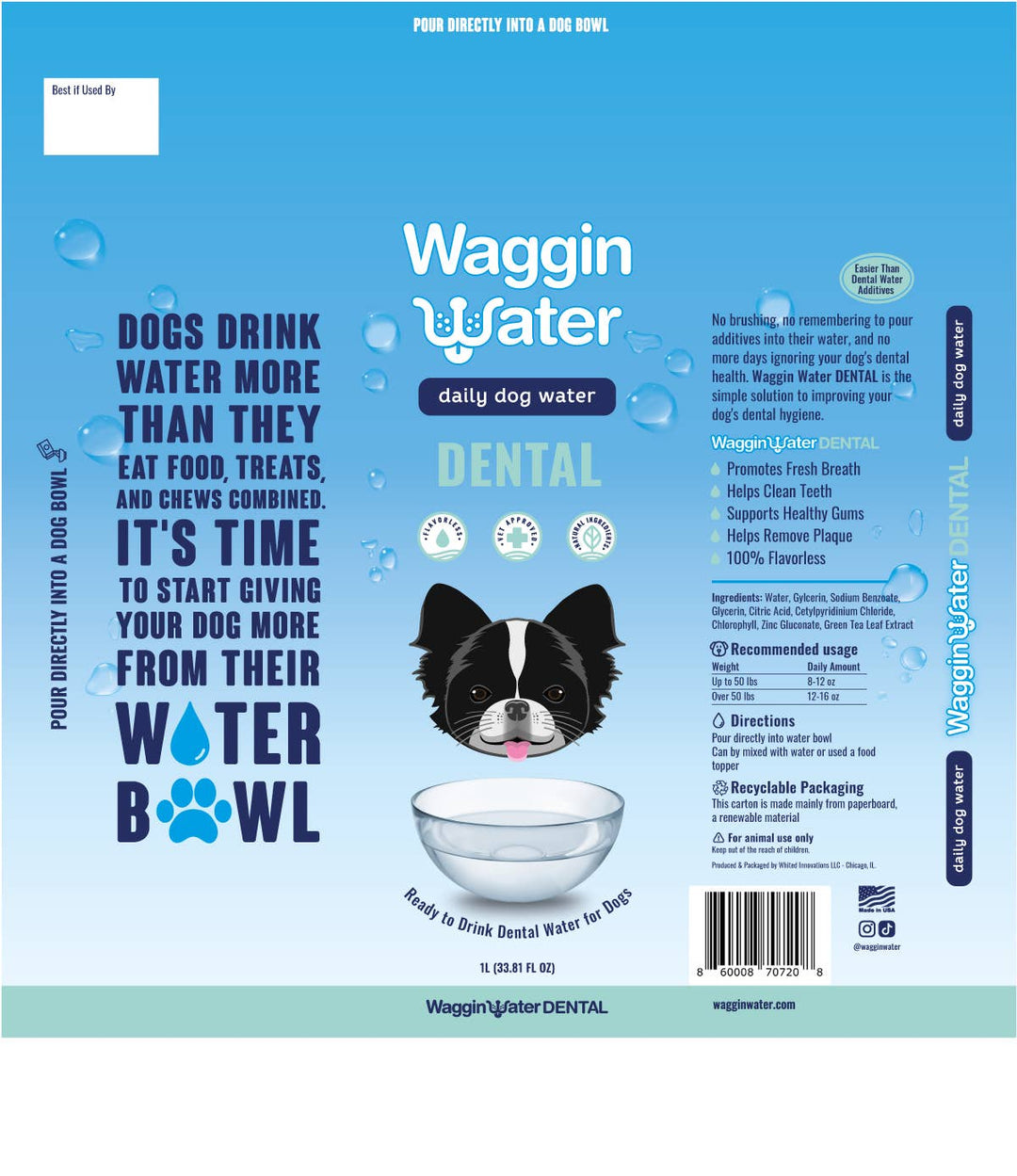 Waggin Water - Waggin Water Dental Infused for Dogs, 1L