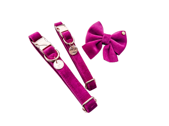 The Spotted Dog Company - Magenta Velvet Sailor Bow Tie
