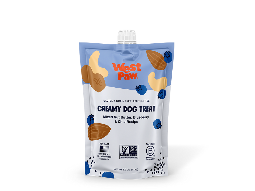 West Paw - Nut Butter, Blueberry, and Chia Seed Creamy Dog Treat: Case of 6