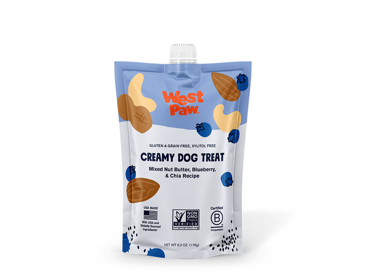West Paw - Nut Butter, Blueberry, and Chia Seed Creamy Dog Treat: Case of 6