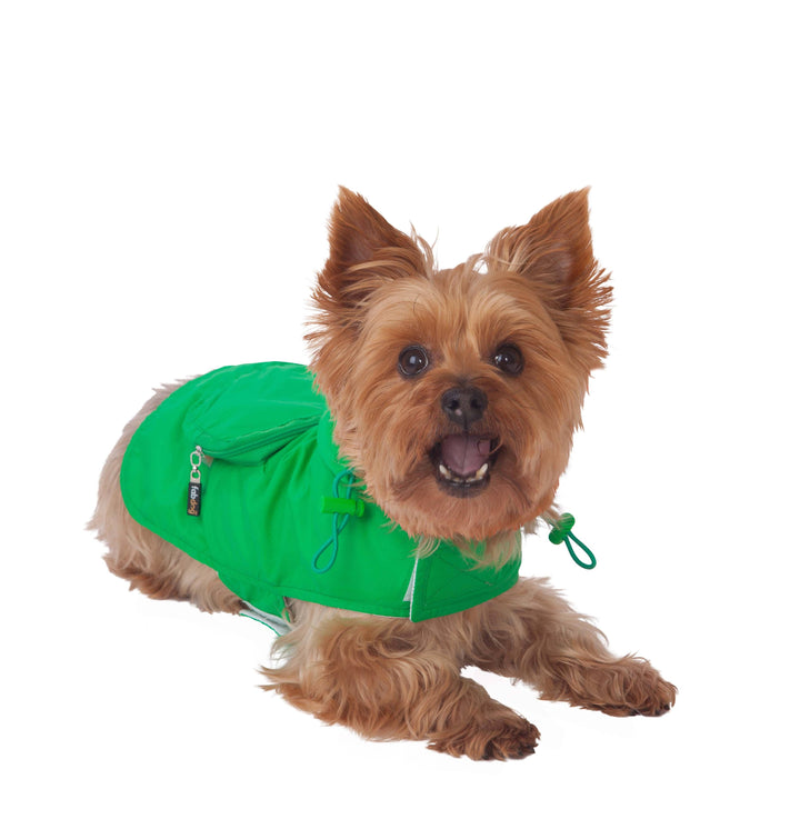 Green Packaway Dog Raincoat: L