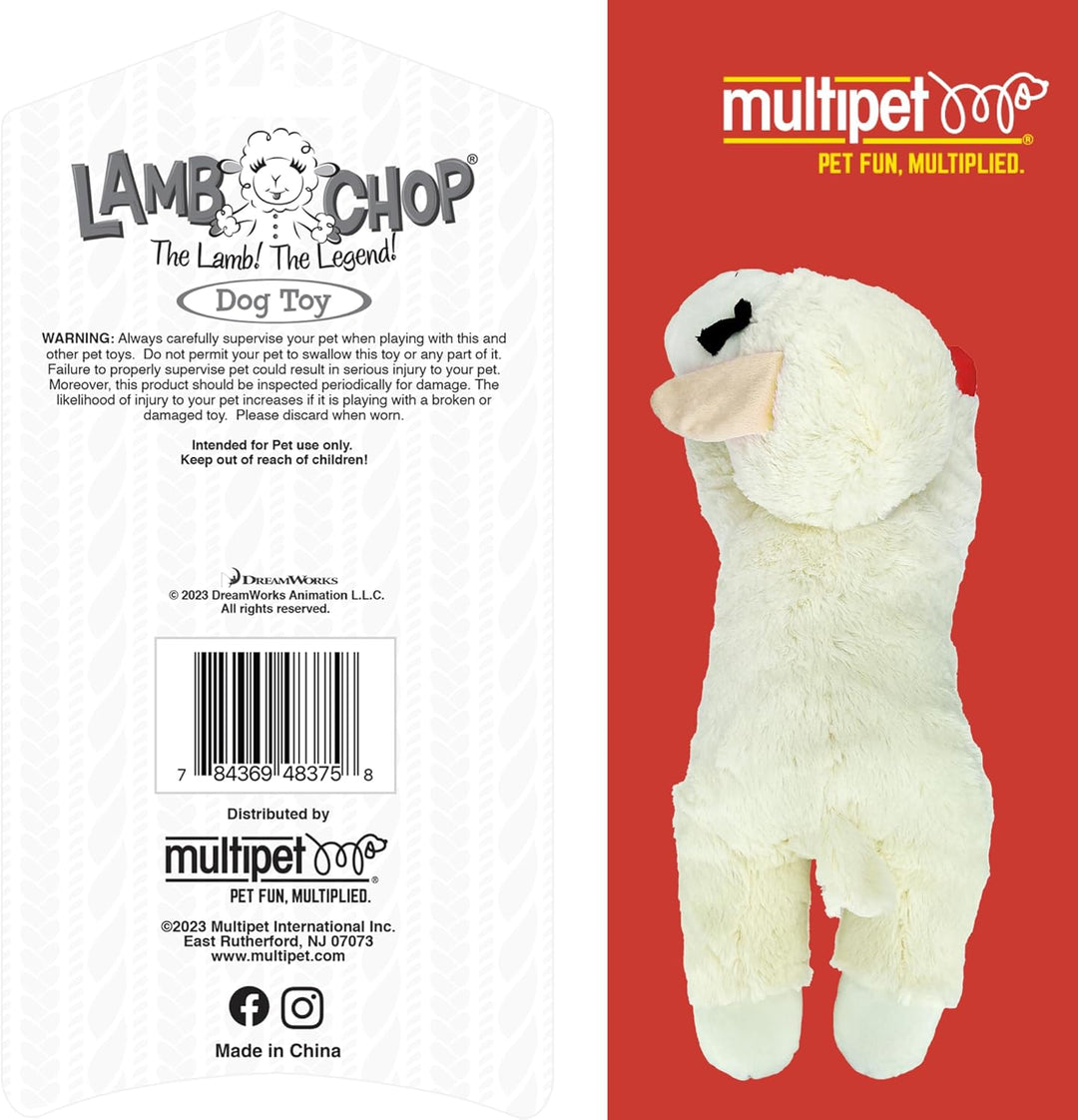 Multipet Lamb Chop Plush Dog Toy Jumbo 24"