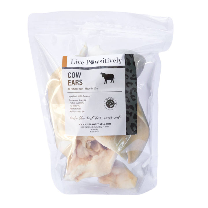 Live Pawsitive - Jumbo Cow Ears - 100% Natural Dog Treats, Made in USA