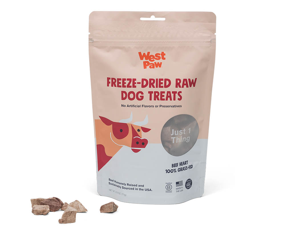 West Paw - Freeze-Dried Beef Heart Single-Ingredient Dog Treats: 2.5 Ounce