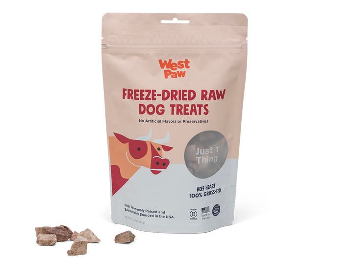 West Paw - Freeze-Dried Beef Heart Single-Ingredient Dog Treats: 2.5 Ounce