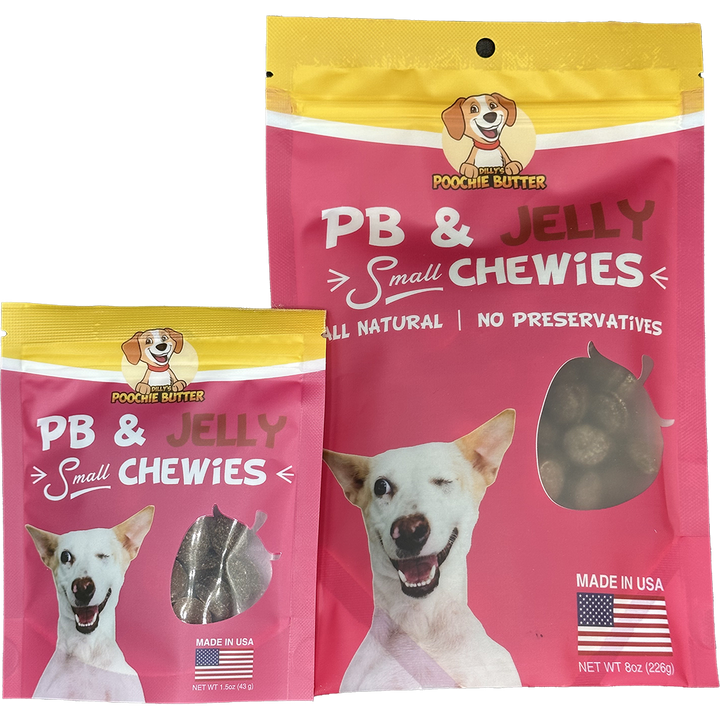Poochie Butter - 8oz Peanut Butter & Jelly Small Chewy Dog Treats: 8oz