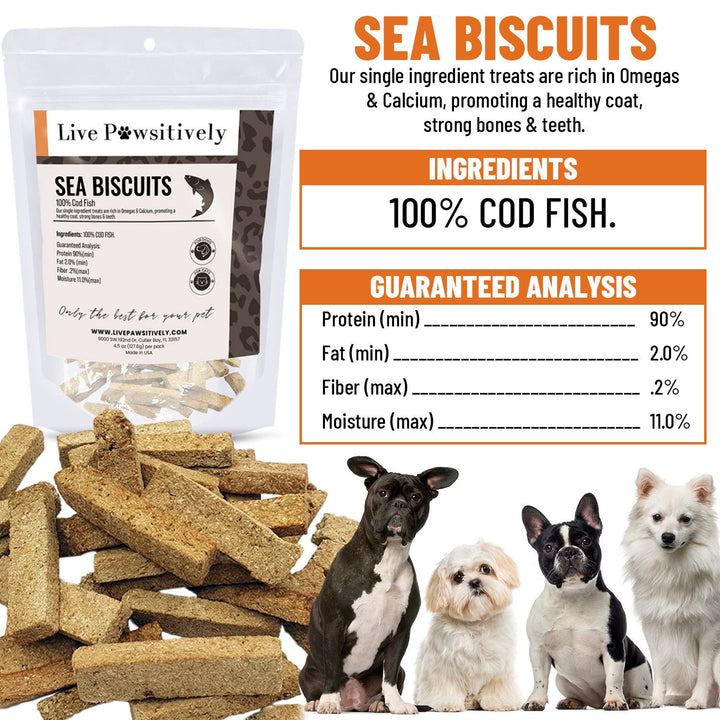Live Pawsitive - Sea Biscuits, 100% Cod Fish Treat for Dogs, 4.5 oz