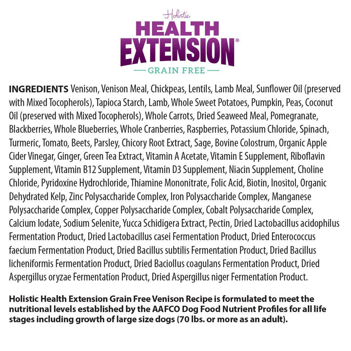 Health Extension Pet Care - Grain Free Venison & Sweet Potato Recipe: 4lb