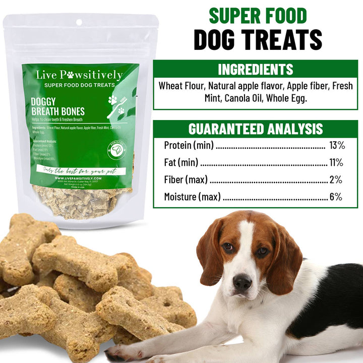 Live Pawsitive - Doggy Breath Bones, Dog treats for better Breath