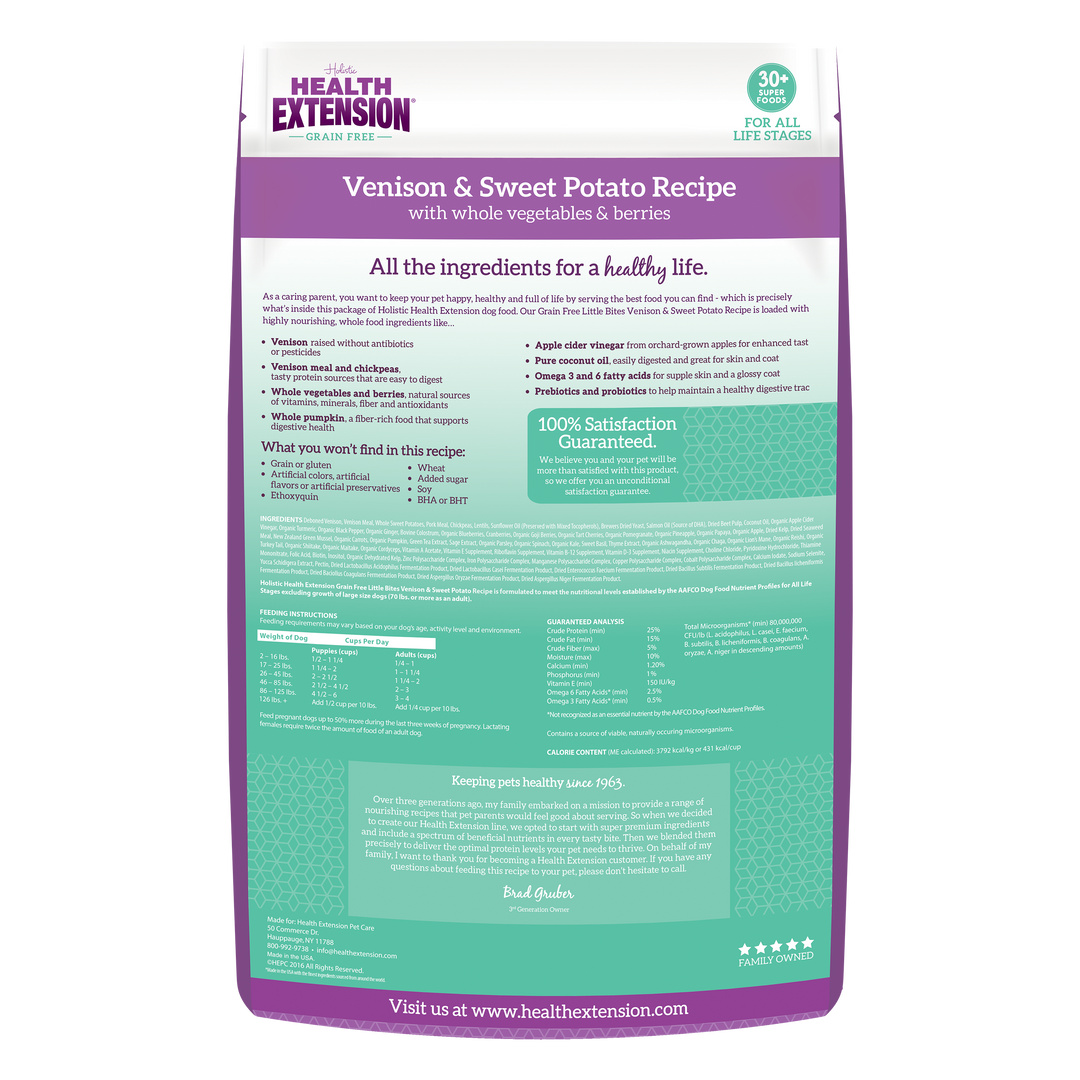 Health Extension Pet Care - Grain Free Venison & Sweet Potato Little Bites Recipe: 3.5lb