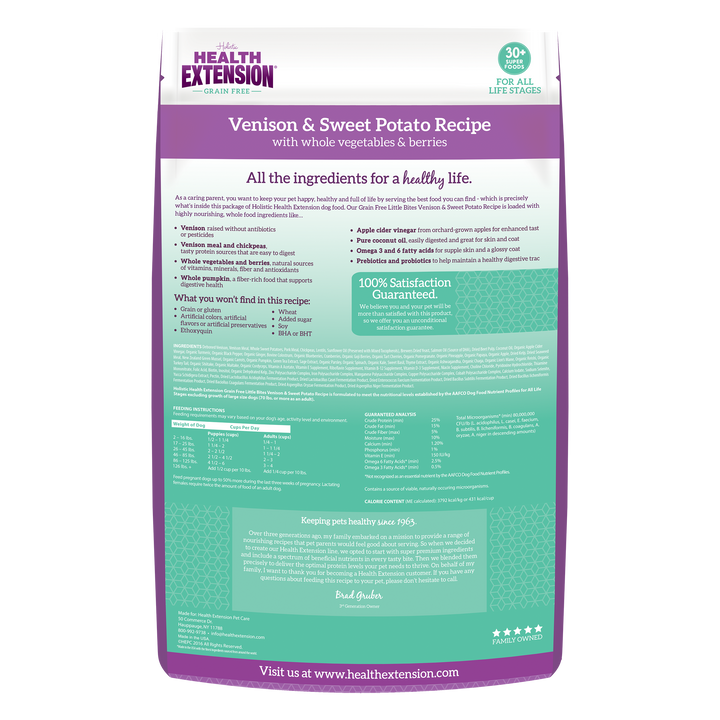 Health Extension Pet Care - Grain Free Venison & Sweet Potato Little Bites Recipe: 3.5lb