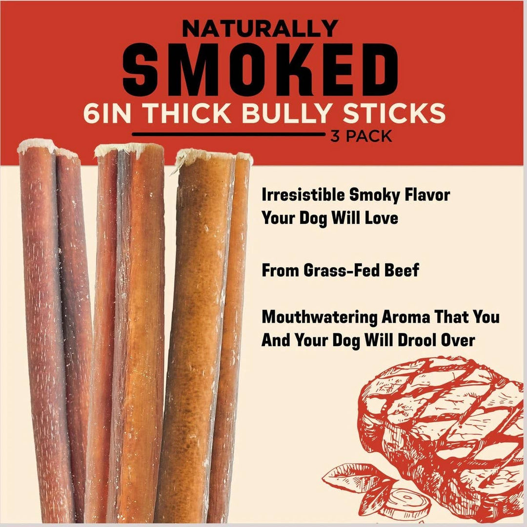 Pet Palette Distribution - Barkworthies 6" Smoked Bully Standard 3pk