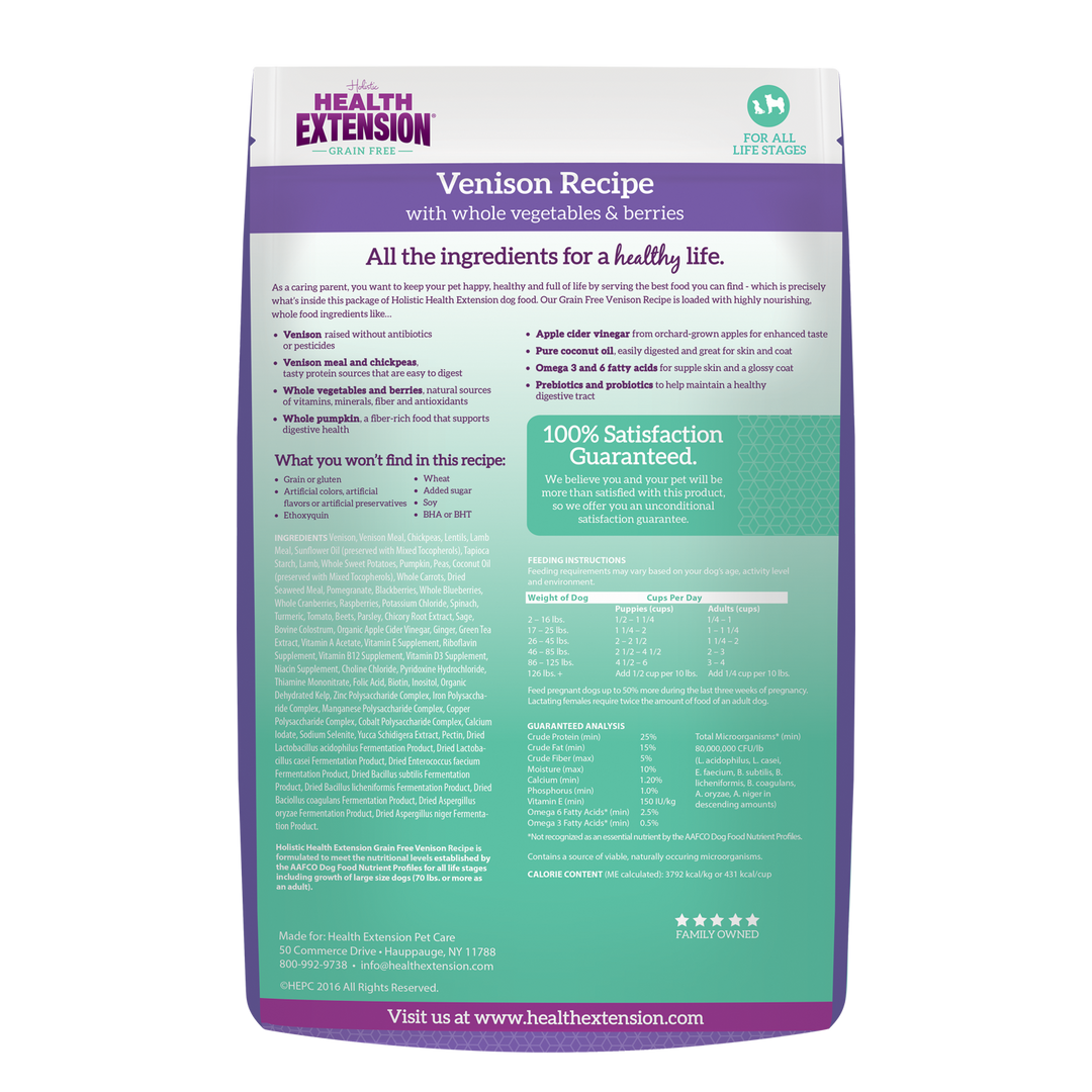 Health Extension Pet Care - Grain Free Venison & Sweet Potato Recipe: 4lb