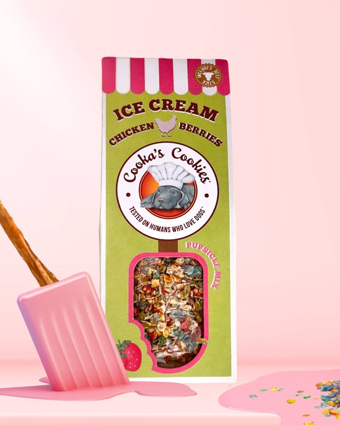 Cooka's Cookies - Ice-cream Mix with real chicken & strawberry for pets