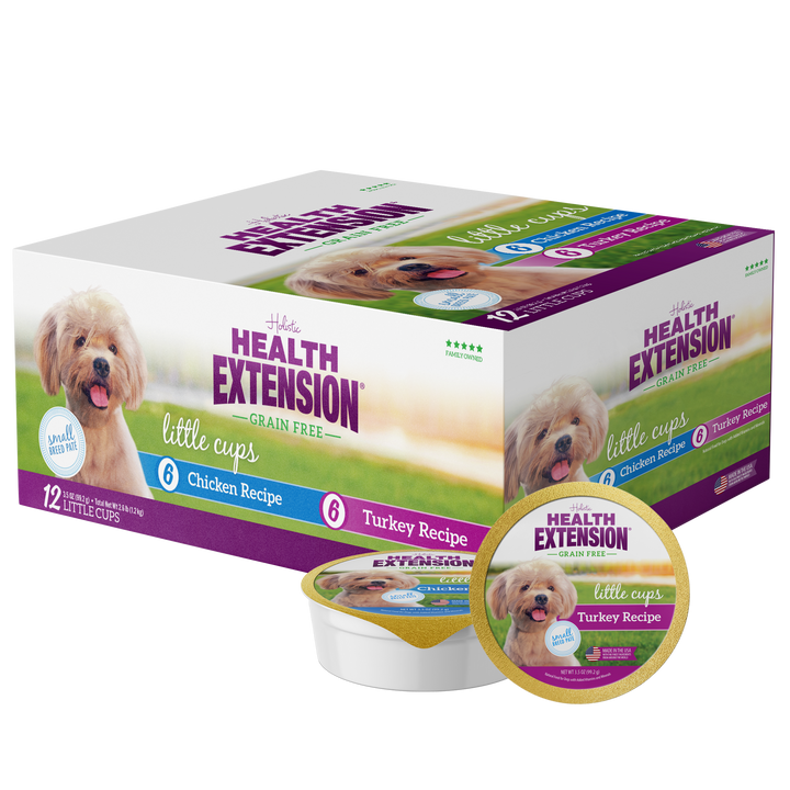 Health Extension Pet Care - Little Cups Chicken for Small Breeds Variety Pack: Chicken & Turkey Variety Pack - Small Breed 3.5oz