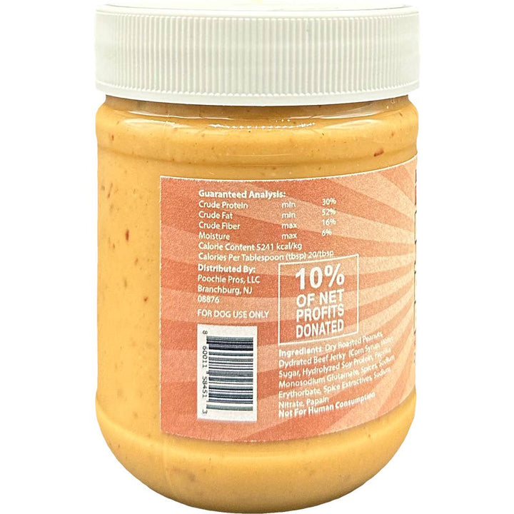 Poochie Butter - 12oz Chunky Beef Jerky Dog Peanut Butter Jar