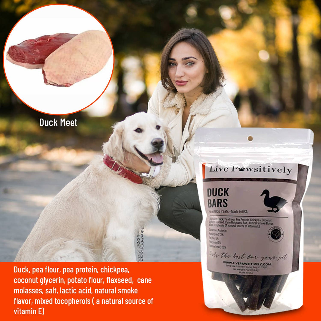 Live Pawsitive - Duck Bars, Natural Limited ingredient dog treat, made in USA