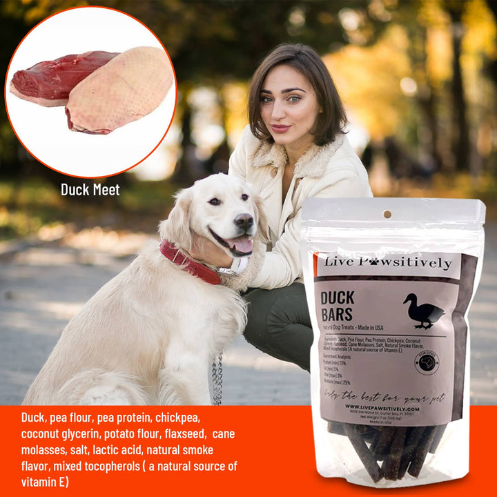 Live Pawsitive - Duck Bars, Natural Limited ingredient dog treat, made in USA