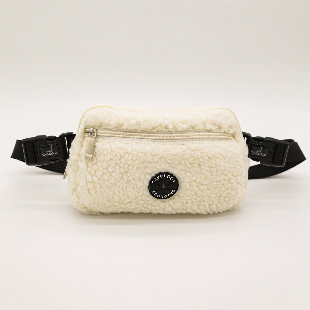 Cavology - FANNY PACK BELT BAG DOG WALKING BAG WHITE SHERPA