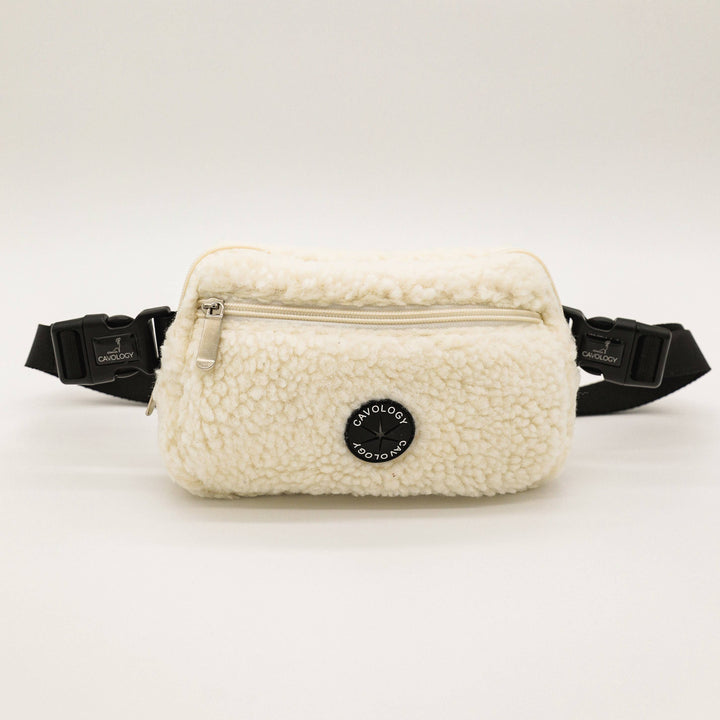 Cavology - FANNY PACK BELT BAG DOG WALKING BAG WHITE SHERPA