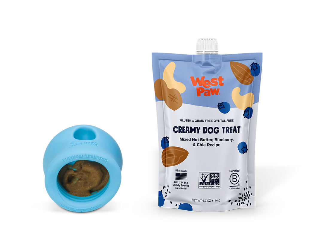West Paw - Nut Butter, Blueberry, and Chia Seed Creamy Dog Treat: Case of 6