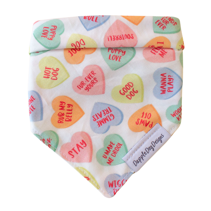 Dapple Dog Designs - Conversation Hearts Bandana - Valentine's Day Dog Bandana