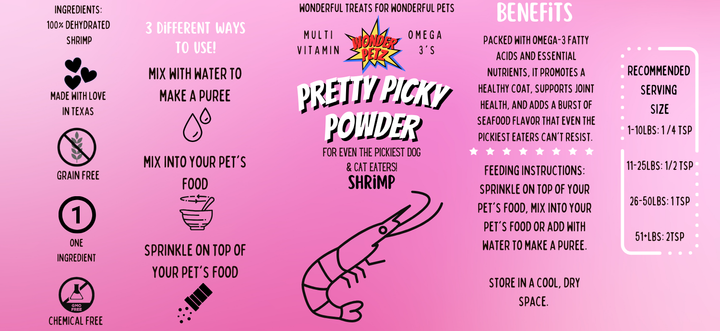 Wonder Petz - Shrimp Pretty Picky Powder - Omega 3 & Multivitamin Boost!