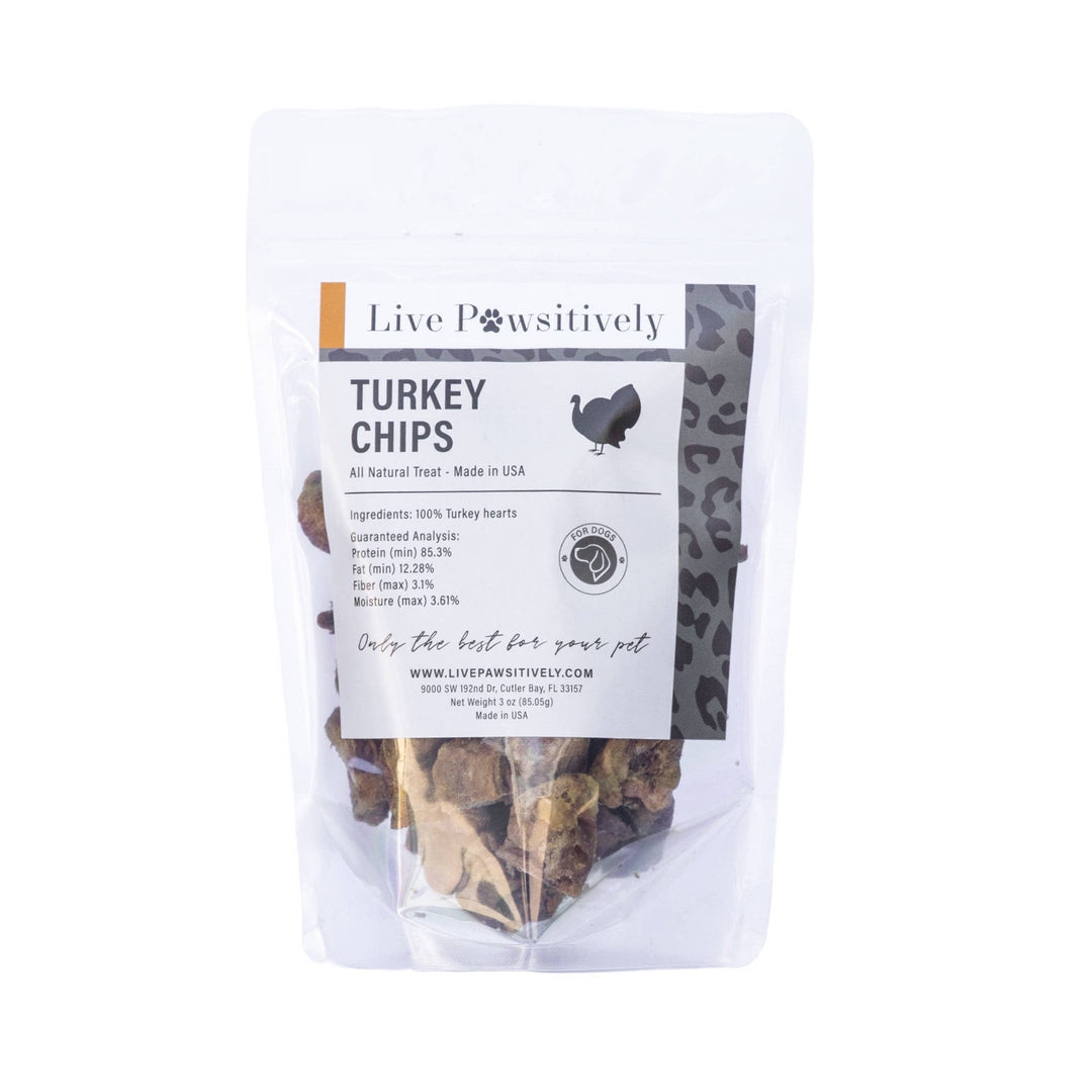 Live Pawsitive - Freeze Dried Turkey Hearts, treat for dogs & Cats, 3OZ