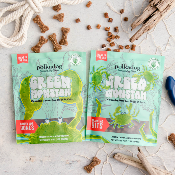 Pet Palette Distribution - Polkadog Green Monstah Bone Shaped Crunchy Dog & Cat Treats