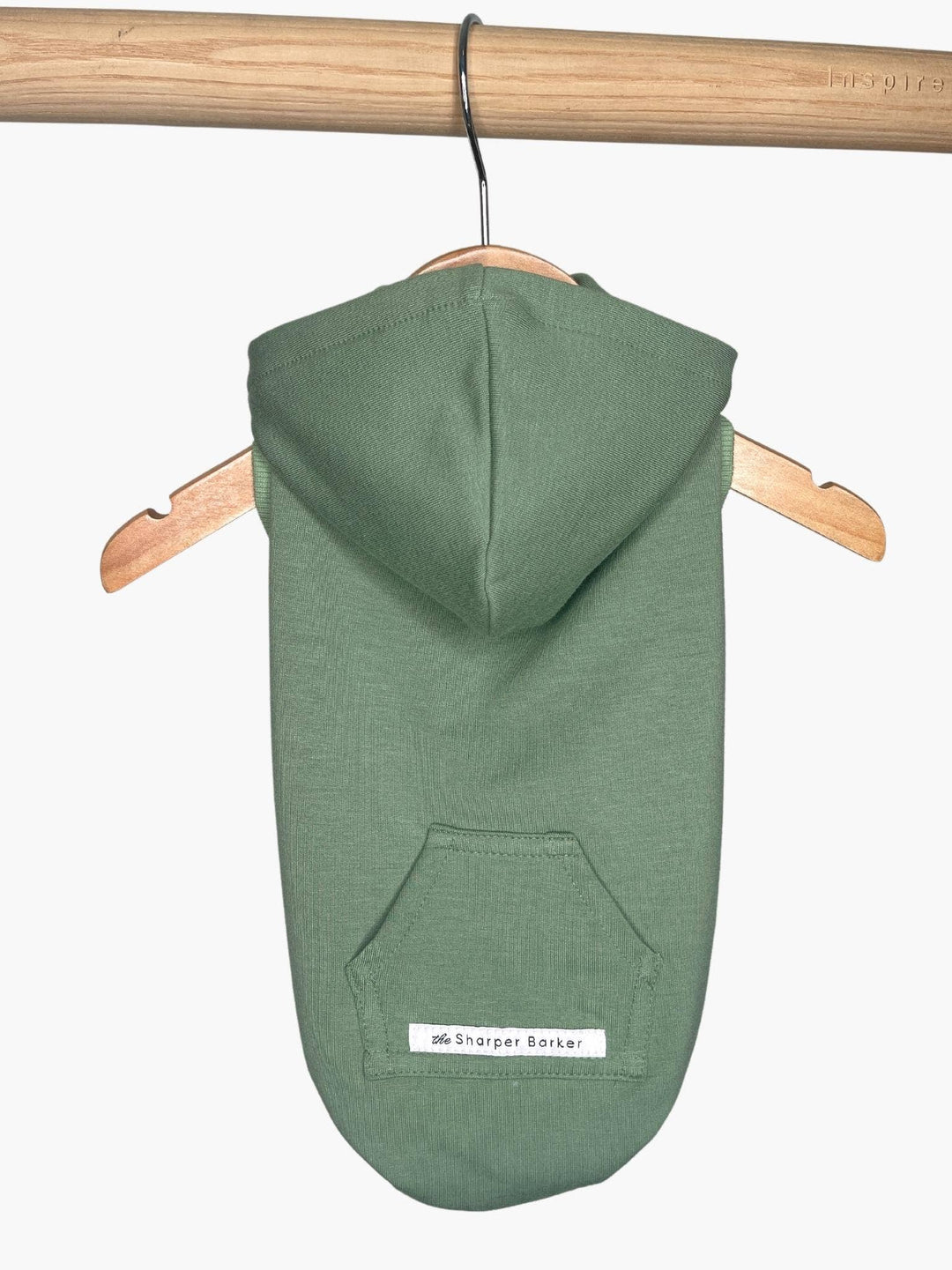 The Sharper Barker - Bamboo Dog Hoodie - Olive Green Sleeveless Fleece